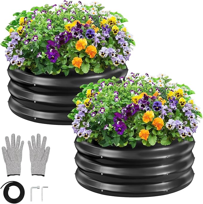 GreatBuddy 2x2x1 ft Round Galvanized Raised Bed, Easy-Assembly Raised Garden Bed by GreatBuddy