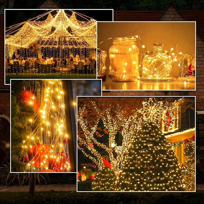 2-Pack 200 LED Solar Fairy Lights Outdoor, Upgraded Oversize Lamp Beads & Super - Image 2