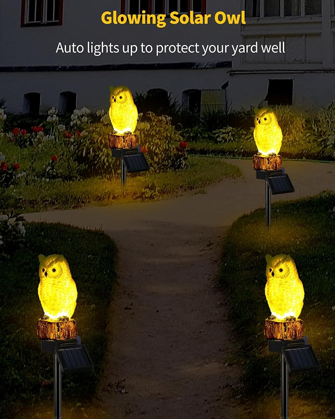 iStatue 4PC Solar Owl Garden Stake Lights Gifts - Image 4