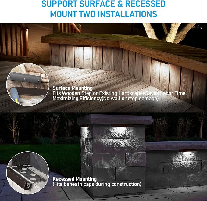 LEONLITE 8-Pack 12 Inch LED Hardscape Lighting, Update Retaining Wall Lights - Image 3