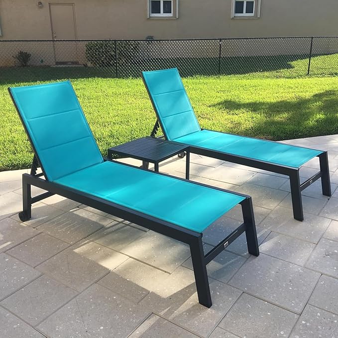 PURPLE LEAF Outdoor Chaise Lounge Set of 4 Aluminum Patio Lounge Chair by PURPLELEAF