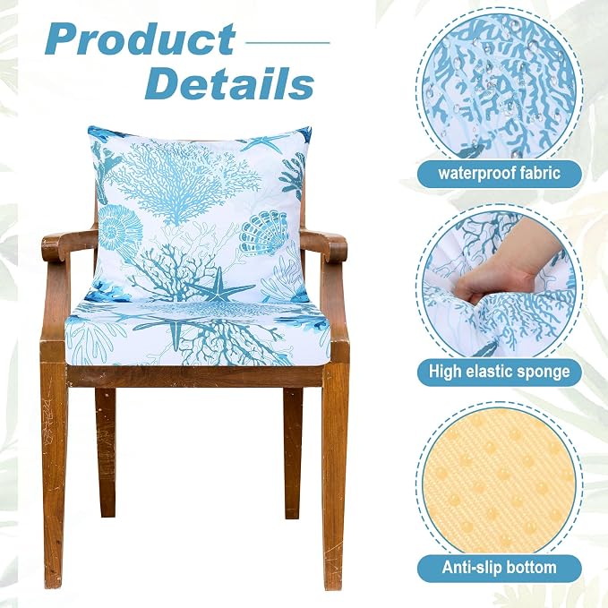 Hoteam 4 Set Outdoor Chair Patio Cushions 20 x 20 Inch Deep Seat Waterproof - Image 5