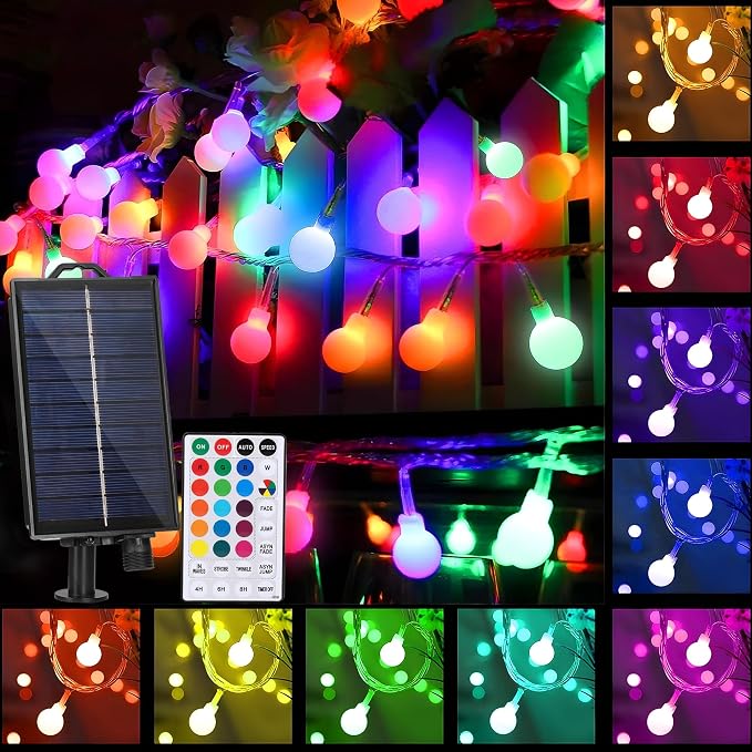 XEWEA Solar String Lights Outdoor, 16Colors 66LED 39Ft Waterproof Outdoor by XEWEA