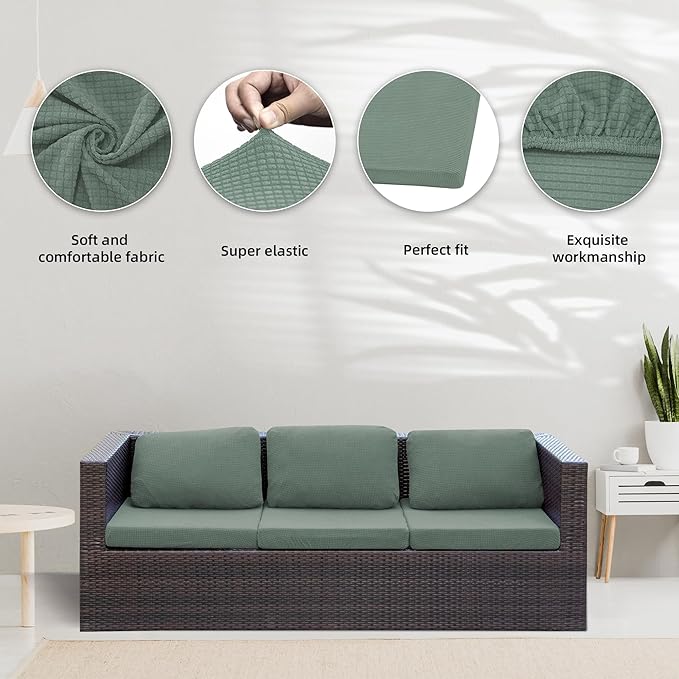 8Pcs Stretch Patio Cushion Covers, Outdoor Couch Covers Replacement, Outdoor - Image 3