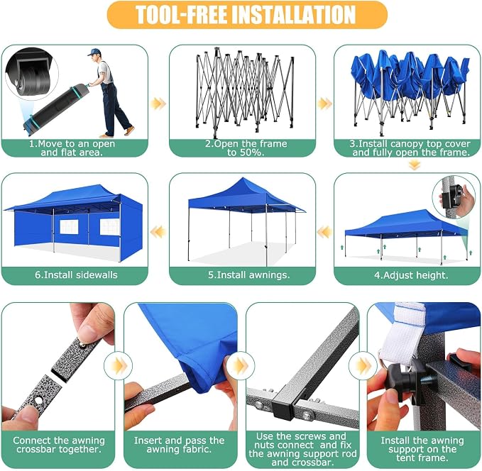 COBIZI 10x20 Pop Up Canopy Tent - Image 8