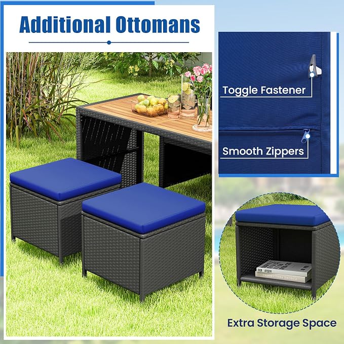 Tangkula 4 Pieces Patio Dining Set, Space Saving PE Rattan Loveseat - Image 6