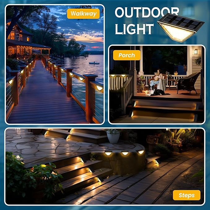 SOLPEX Solar Step Lights for Outside, 24 LEDs Solar Stair Lights Outdoor - Image 3