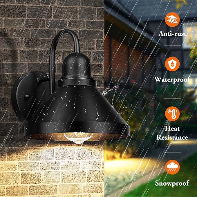Brightever Gooseneck Outdoor Light Fixtures, Industrial Black Exterior Wall - Image 5