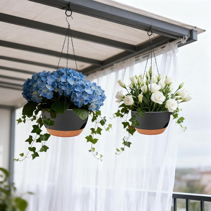 Set of 4-8 Inch Self Watering Hanging Planters - Image 8