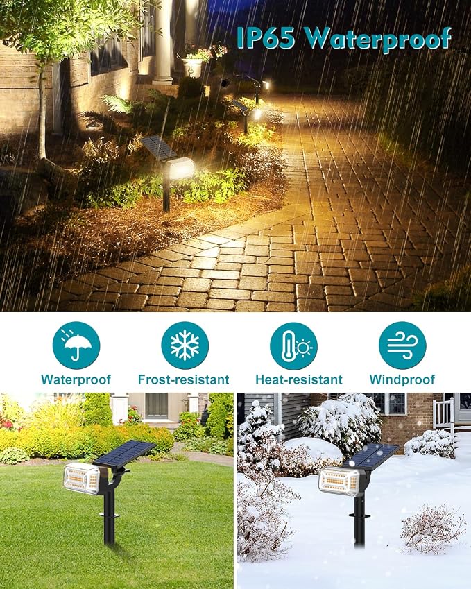Solar Spot Lights Outdoor Waterproof IP65, 102 LEDs Solar Spotlights - Image 5