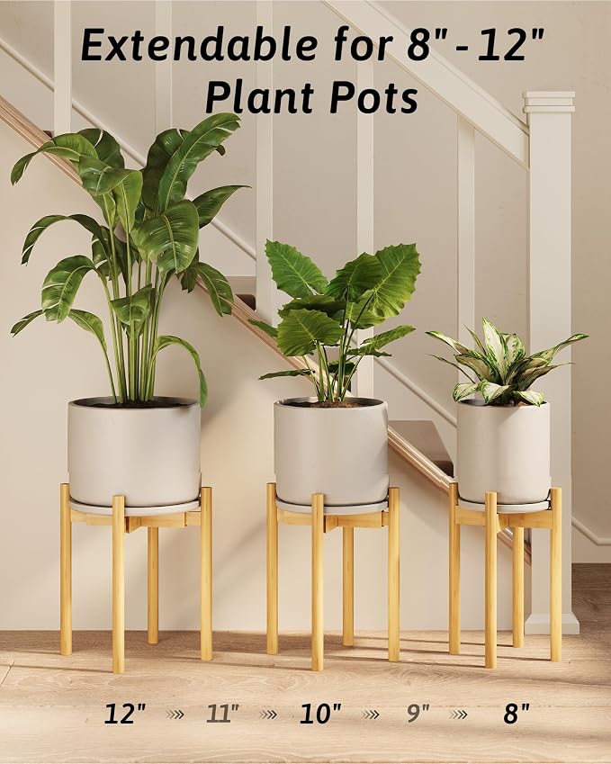 Adjustable Plant Stand Indoor, Bamboo Plant Stand Fits 8 9 10 11 12 Inches - Image 7