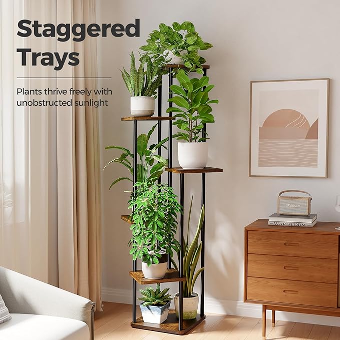 Bamworld Tall Plant Stand Indoor 6 Tier Plant Holder - Image 2