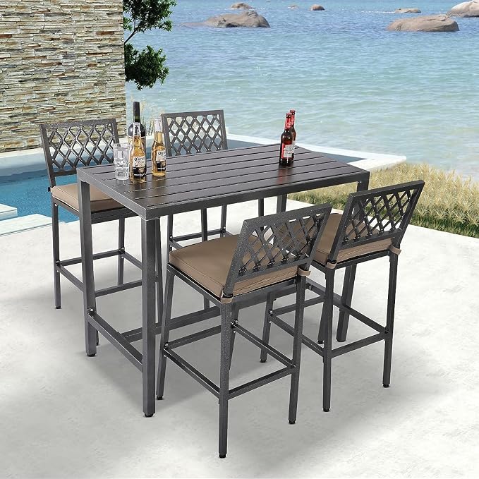 Outdoor Patio Bar Set, Bar Height Patio Dining Set, Weather-Resistant Bistro - Image 6