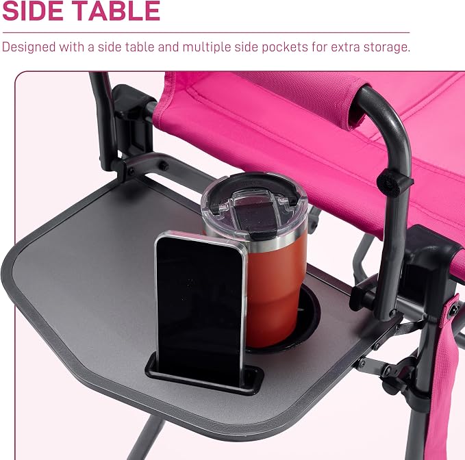 EVER ADVANCED Portable 30.7" Seat Height Tall Folding Camping Chair Directors - Image 7