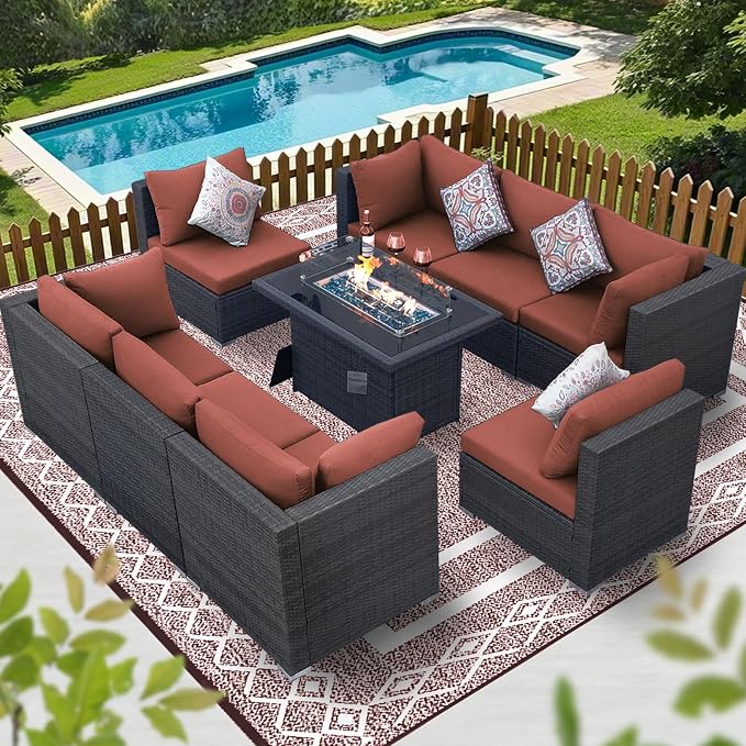 BULEXYARD 9 Piece High Back Outdoor Sectional Seating - Image 9