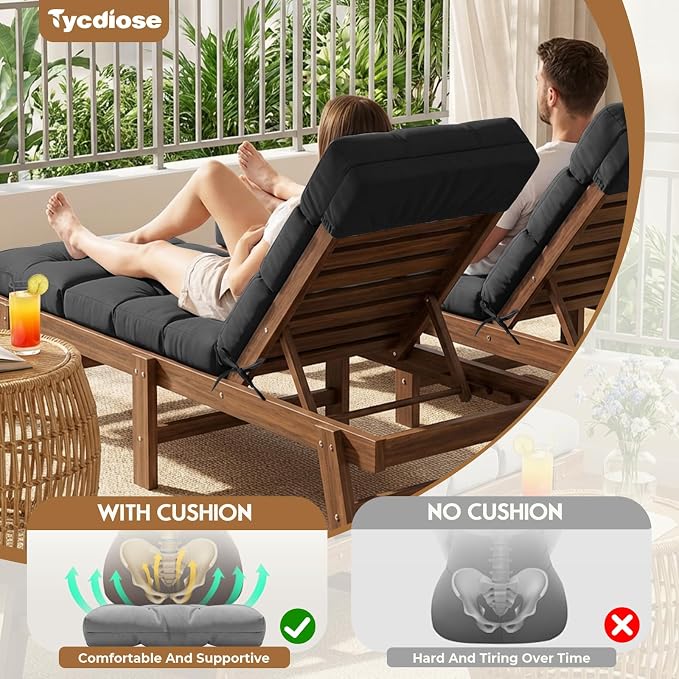 All Weather Chaise Lounge Cushions Outdoor 74.4 x 22 x 4 Inches Lounge Chair - Image 2