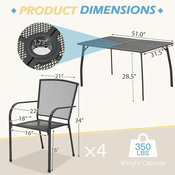 AECOJOY Metal Outdoor Table and Chairs Sets, Patio Dining Table Set - Image 3