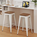 Alunaune 24" Metal Bar Stools Set of 2 Industrial Backless Counter Height by HomeFurniture