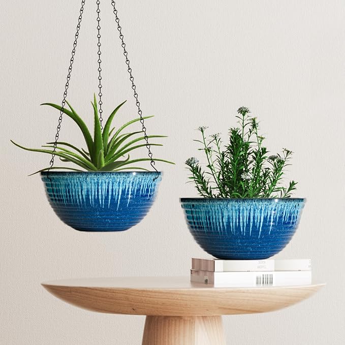 12 inch Hanging Planters for Indoor Outdoor Plants, 2 Pack Large Hanging Flower - Image 7