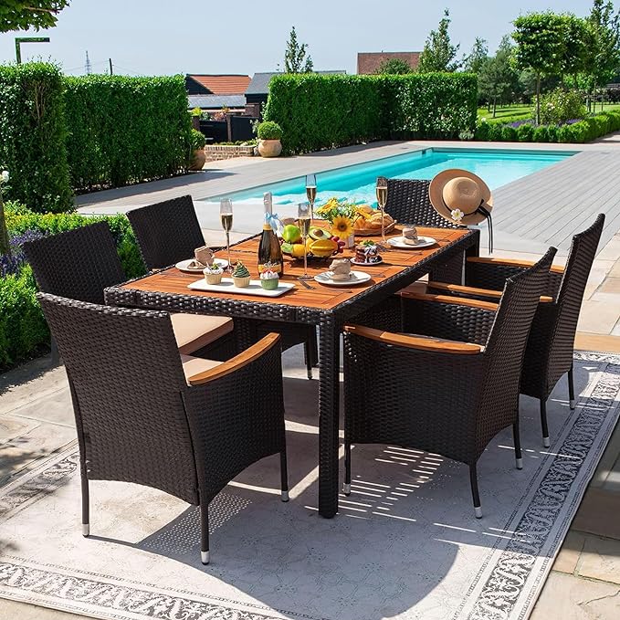 Devoko Dining 7 PCS Furniture, Patio Conversation Set - Image 2