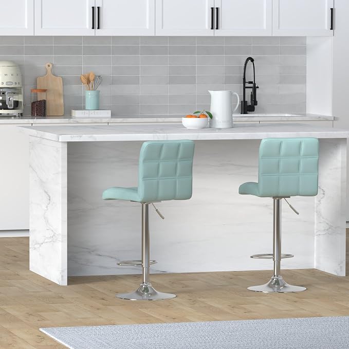 Leopard Modern Square PU Leather Adjustable Bar Stools - Image 2