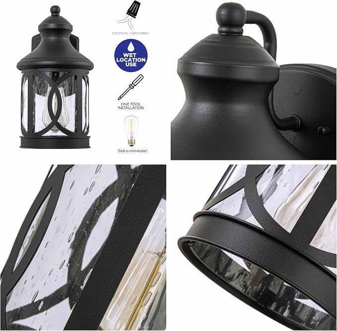 Outdoor Wall Sconce, Waterproof Exterior Light Fixture, Matte Black Porch - Image 6