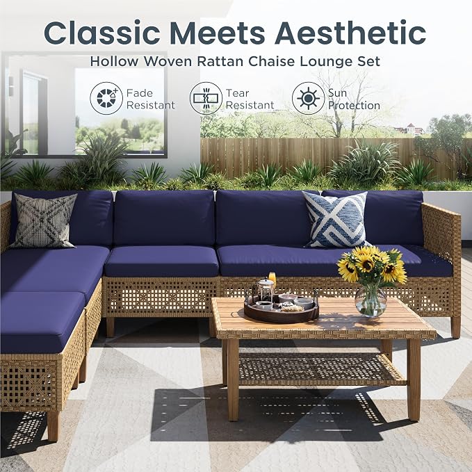 PHI VILLA Wicker Patio Furniture Set, Outdoor Sectional Couch - Image 3