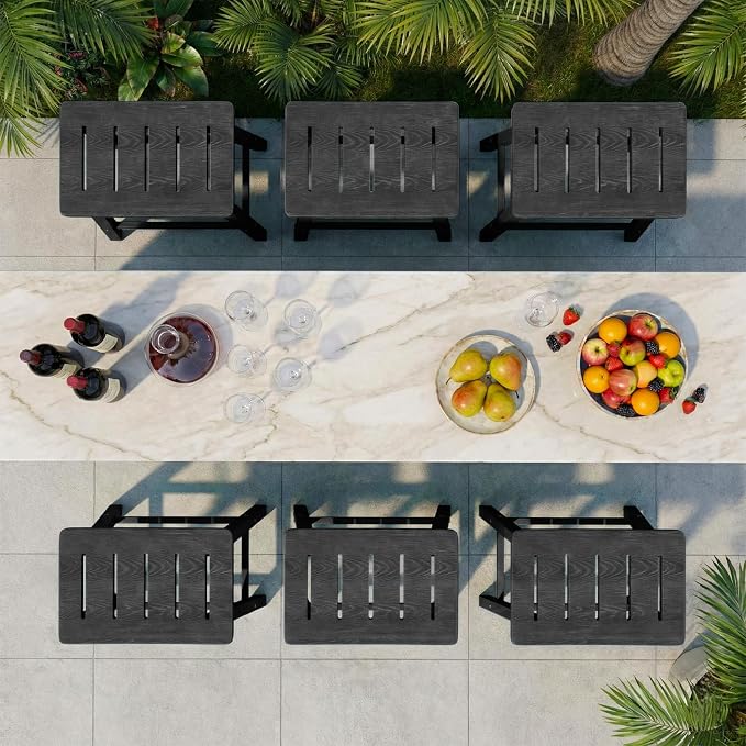 Outdoor Bar Stools Set of 6, 24 Inch All-Weather HDPE Counter Height Chairs - Image 6