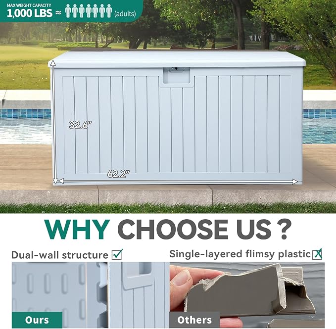 YITAHOME 230 Gallon Double-Wall Deck Box - Image 7