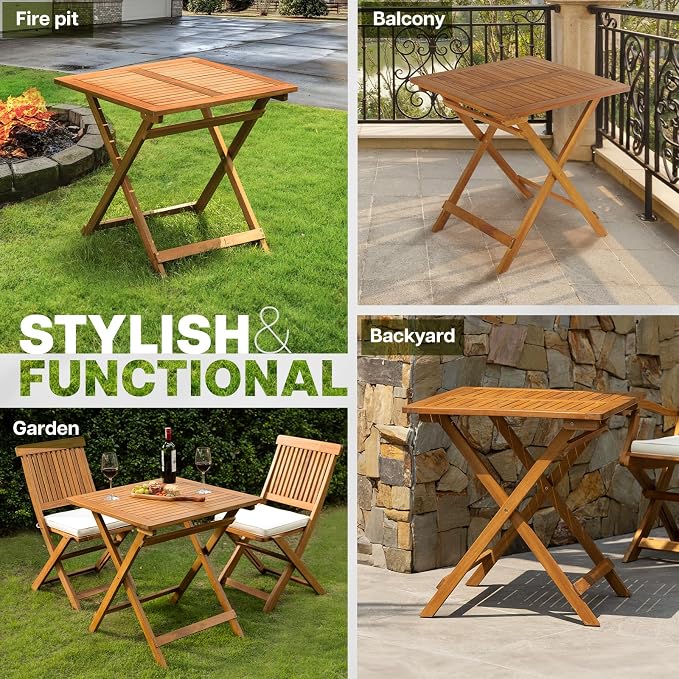 IDZO Legolas FSC Acacia Wooden Folding Table, Heavy Duty 270lbs Capacity - Image 6