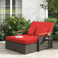 COSTWAY Patio Rattan Daybed, Outdoor Loveseat Sofa by COSTWAY