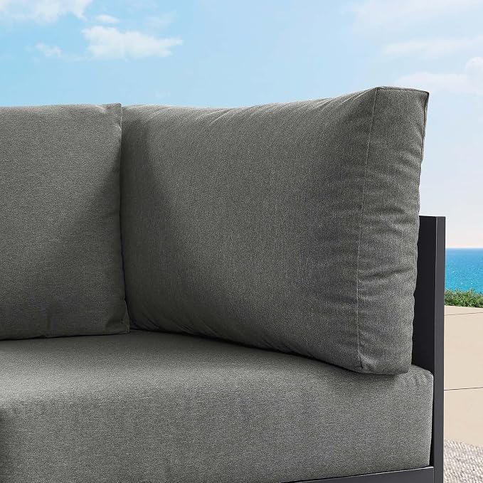 Modway Tahoe Aluminum Outdoor Sectional Corner Chair in Gray Charcoal - Image 8