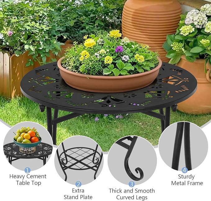 Metal Side table, 18inch Round Side End Table, Outdoor Side Table Patio Bistro - Image 5