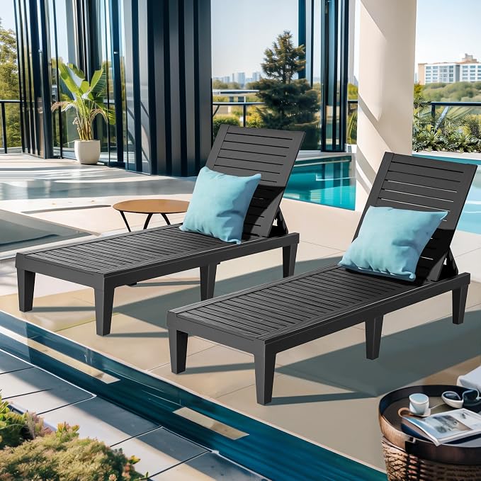 ROJIK Outdoor Chaise Lounge Chair Set of 2, - Image 2