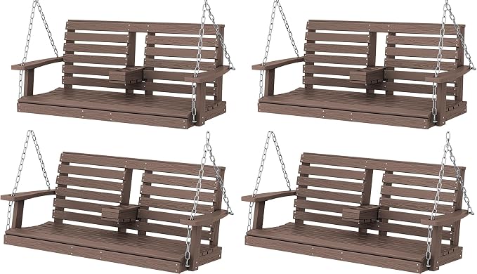 KINGYES Outdoor Hanging Porch Swing Set of 2, Waterproof Swing by KINGYES