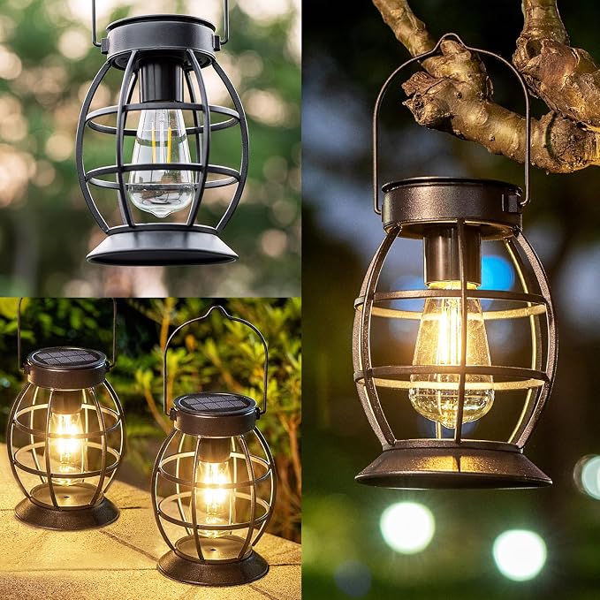 LeiDrail Solar Lantern Outdoor Hanging Waterproof Lights, Metal LED Lanterns - Image 6