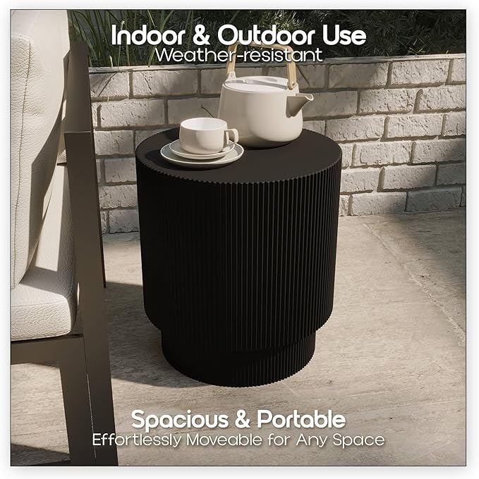 LeisureMod Modern Side Table Round Fiberstone Top Accent End Table - Image 5