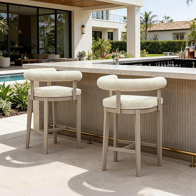 PURPLE LEAF Counter Height Bar Stools Set of 2 Patio Barstools by PURPLELEAF