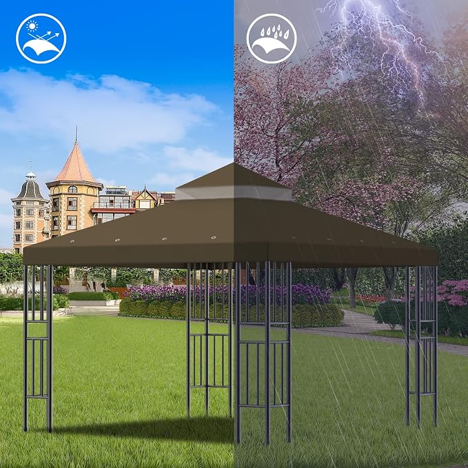 Sumfaller 10x10 FT Gazebo Replacement Canopy Top Cover Double Tiered Canopy Top - Image 2