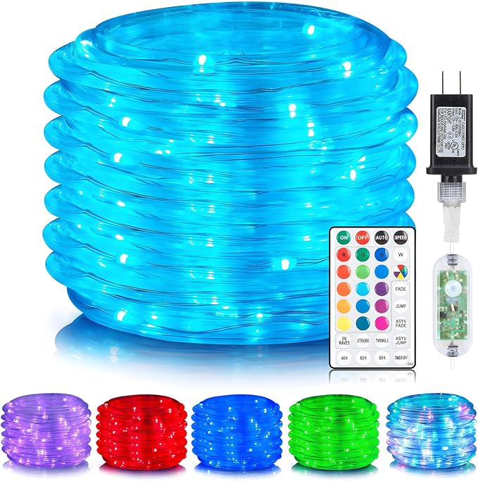 ANJAYLIA 66ft 200 LED Rope Lights Outdoor, Waterproof 16 Colors Changing String by ANJAYLIA