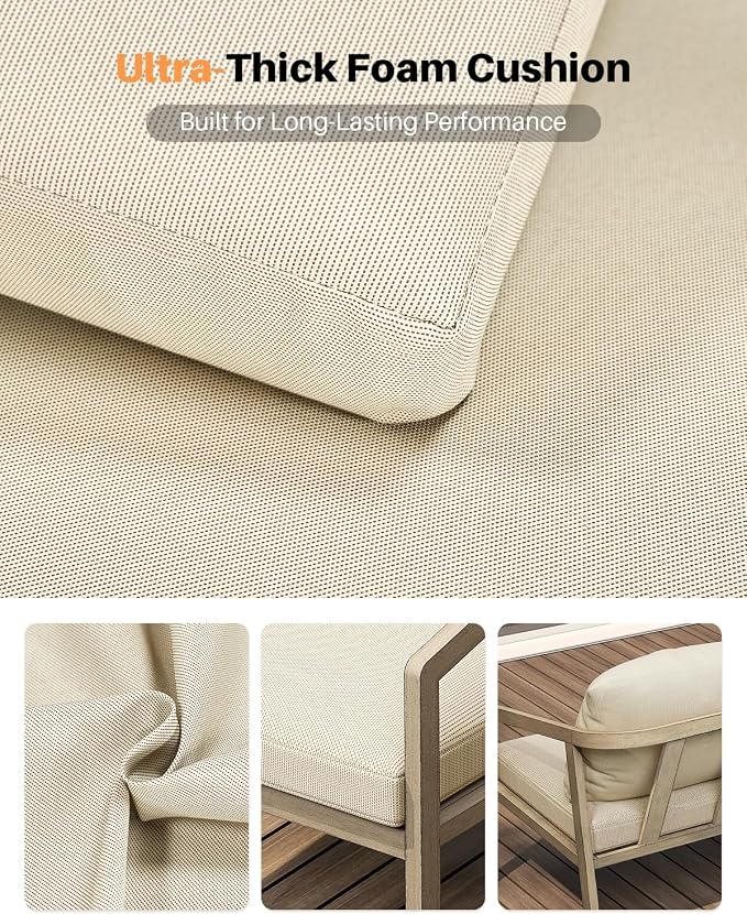 Outdoor Patio Loveseat, Never-Rust Aluminum Outdoor Loveseat Couch - Image 6