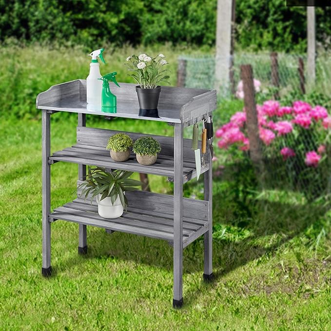 Yaheetech Garden Potting Table Horticulture Potting Bench w/Storage Shelf - Image 8