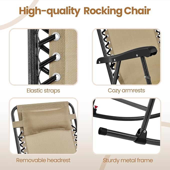 Yaheetech 26in Rocking Chair Outdoor Zero Gravity Folding Chairs Rocking Chairs - Image 7