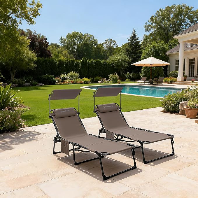 KingCamp Tanning Chair with Face Hole, Lounge Chairs Outdoor Folding Comfy - Image 2