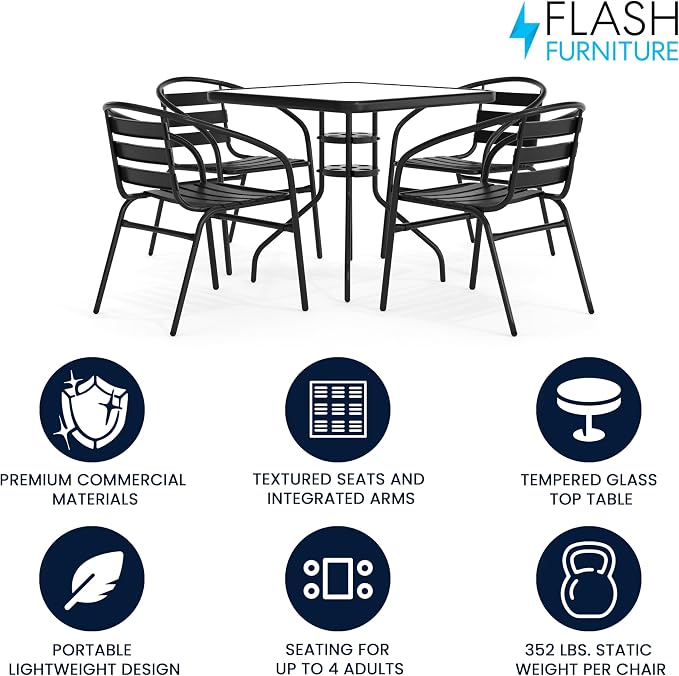 Flash Furniture 5-Piece Patio Dining Set - Image 2
