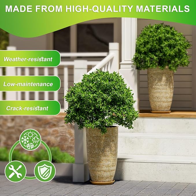 QCQHDU Set of 2 9 Gallon Tall Large planters - Image 3