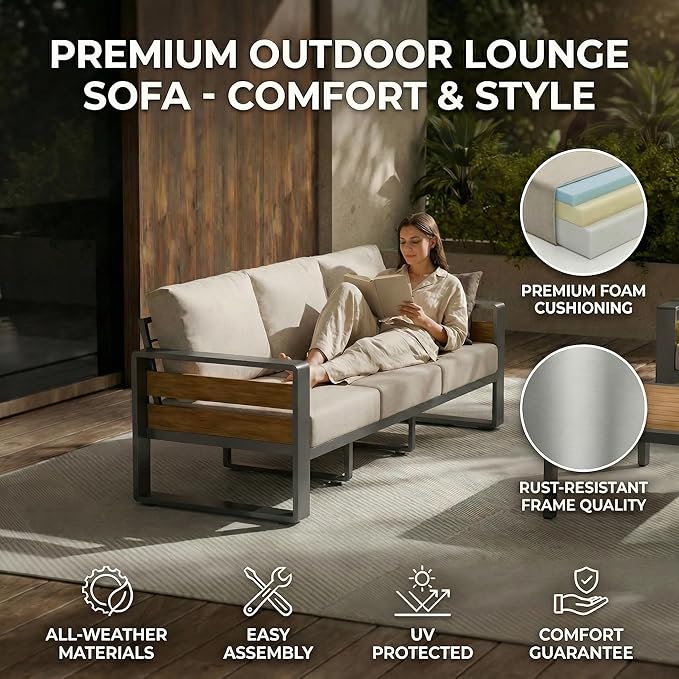 ZANDOR Outdoor Patio Conversation Sets, 4-Piece Aluminum Metal Outside - Image 5