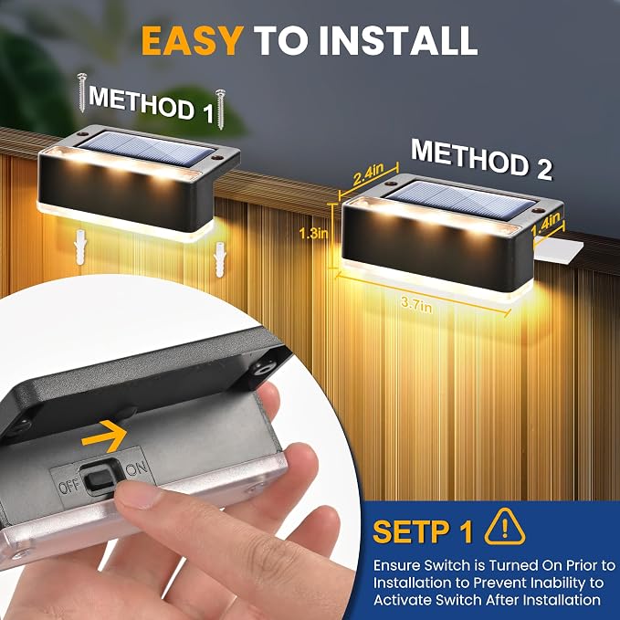 SOLPEX Solar Fence Lights, Solar Deck Lights Outdoor Waterproof Solar Powered - Image 3