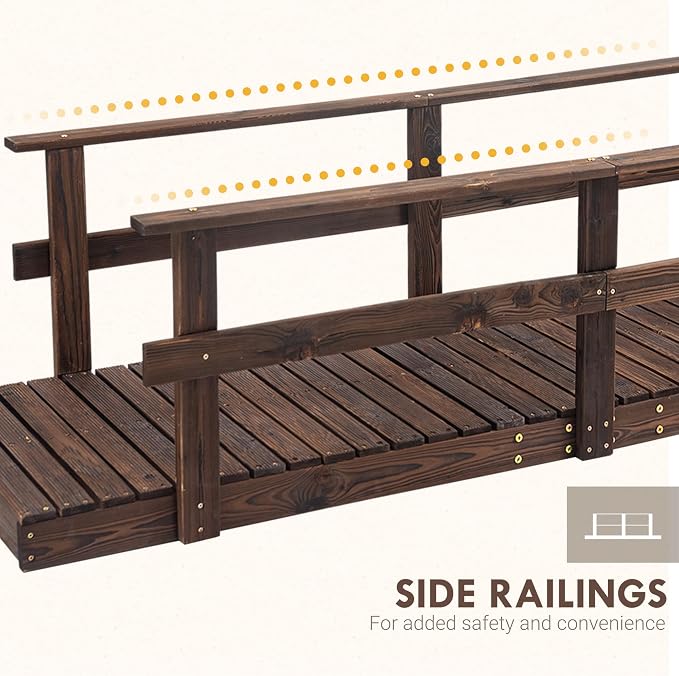 Outsunny 7' Wooden Garden Bridge - Image 3