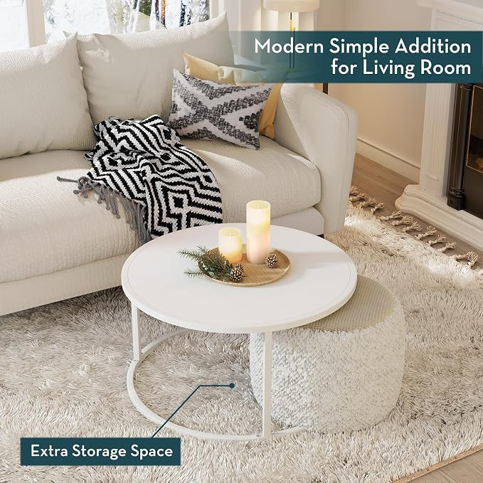 SAYGOER Small Round Coffee Table, Modern Center Table - Image 4